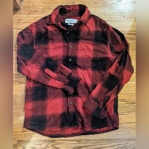 Abercrombie & Fitch Relaxed Soft Flannel Red Black Buffalo Check 100% Co…